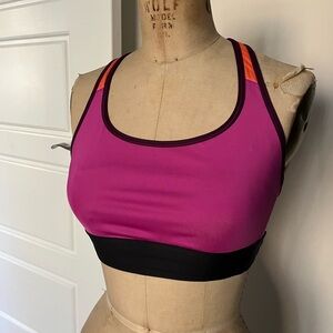 Vibrant Pink Orange and Black Sports Bra